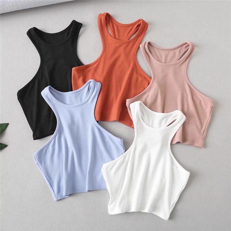Thread fitness sleeveless short navel inner top women's summer European and American backless I-shaped sports vest camisole