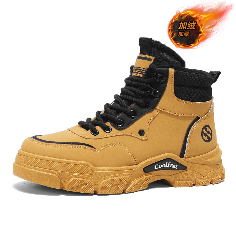 Winter-Lined Martin Boots For Men In British-Inspired High-Top Workwear Style, Featuring Thick-Woven Cotton Insulation F_vogvips.com