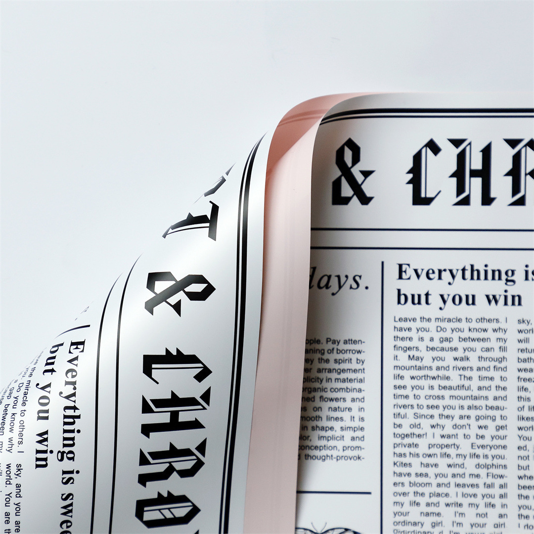 Nuevos productos de fábrica de fiesta de flores en inglés serie de papel de embalaje de flores bicolor florista paquete de flores de papel de embalaje de flores