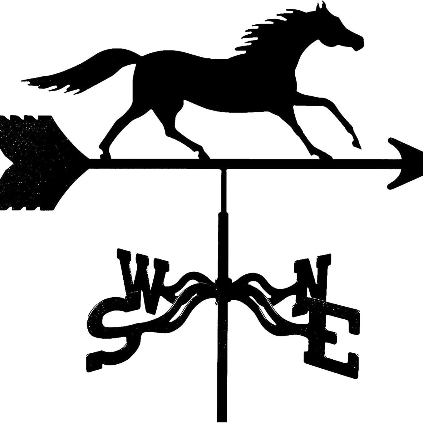 跨境奔跑的马风向标庭院户外摆件铁艺风向标不锈钢喷漆一 件代发