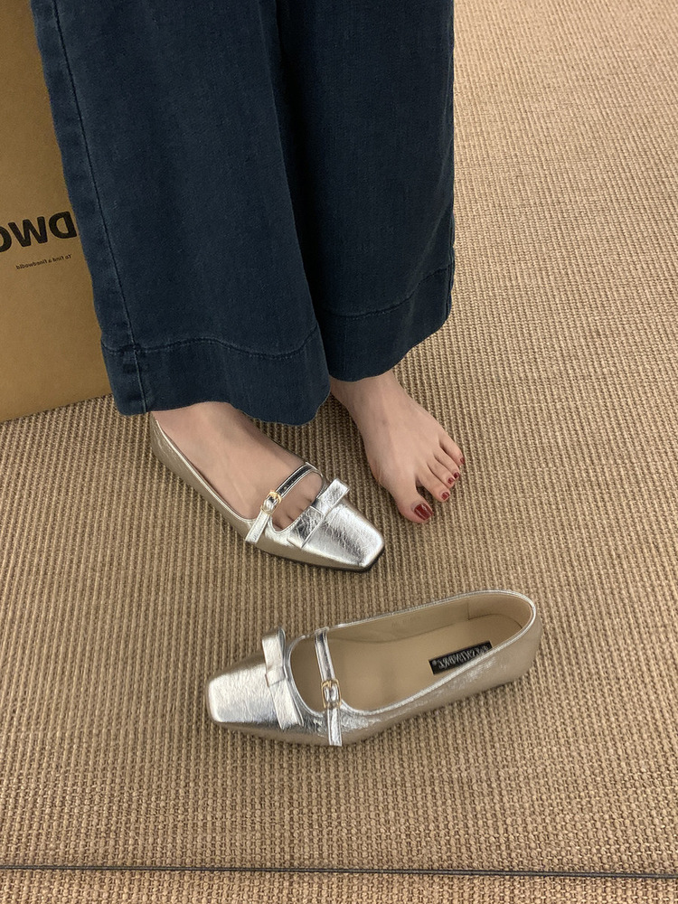 Zapatos mary jane mujer plata elegantes estilo francés_voghion.com