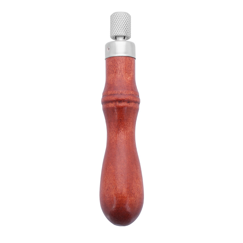 Cono de diamante cuatro en uno Cono de madera de cuero Función de punzón de cono cosido a mano Mango de madera Cono Herramientas de tallado de cuero Mango de madera