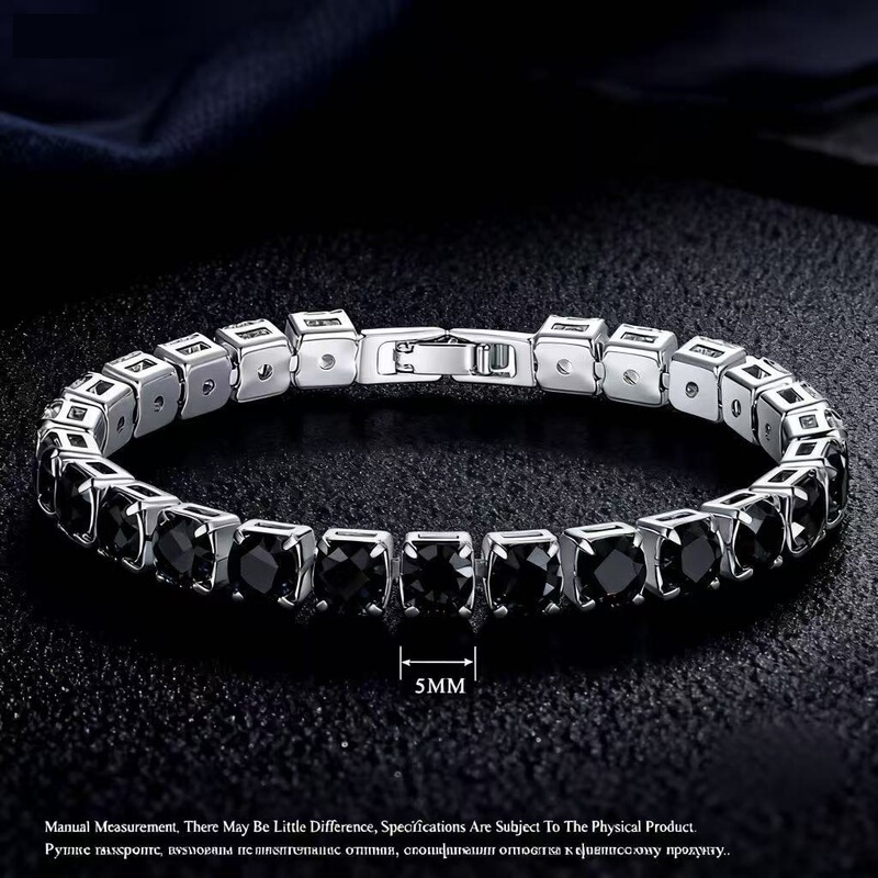 Cross-Border European and American Inlaid Diamond Super Flash Men's and Women's Elegant Tennis Bracelet White Crystal Bracelet Electroplated Copper Chain