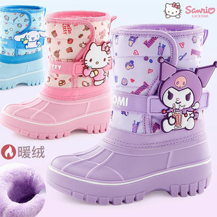 Sanrio new children's snow boots girls' waterproof non-slip thick warm rain boots children's all-match cotton boots wholesale