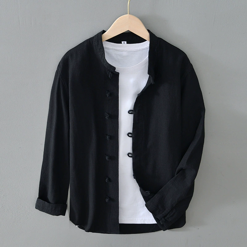 Рубашка с длинным рукавом для отдыха, китайский стиль, oversized