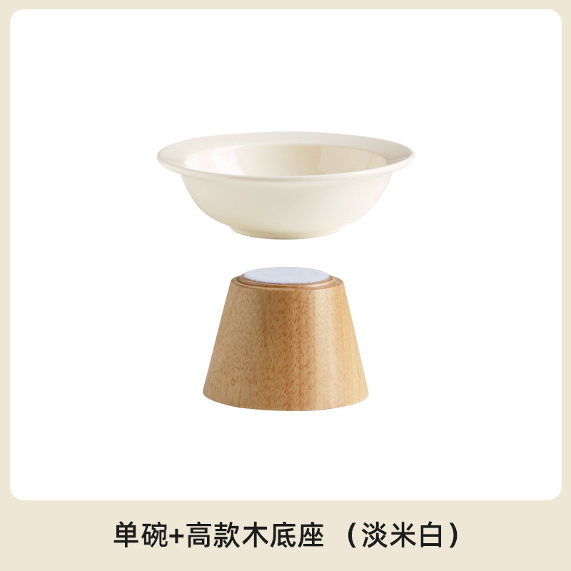 De cerámica de gran tamaño pequeño Cat Bowl Pet Bowl alto pie anti-golpe gato tazón de comida tazón de perro oblicua boca cuello protección beber sombrero de paja Tazón