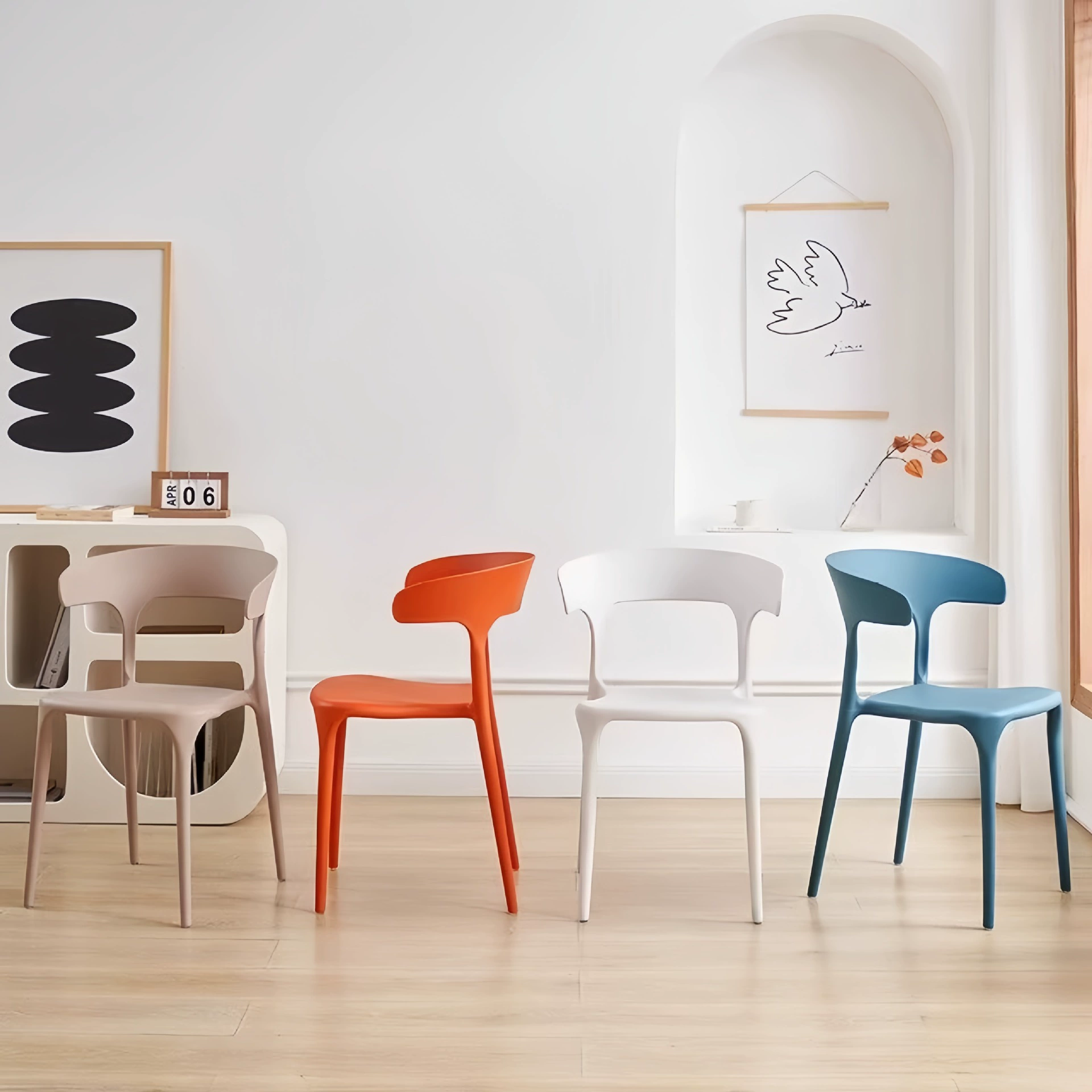 Утолщенный скандинавский обеденный стул, пластиковый роговой стул, бытовой простой табурет со спинкой, простой уличный пластиковый стул, стул для отдыха, переговоров