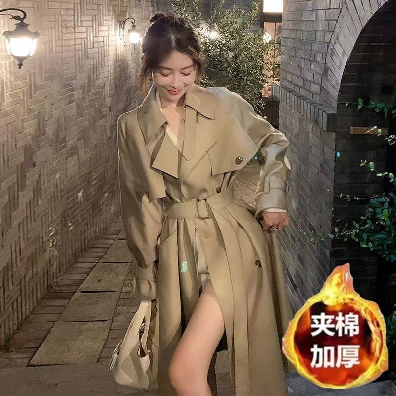 高级感韩系中长款风衣外套2025春秋新款小个子加长版英伦显高大衣|undefined