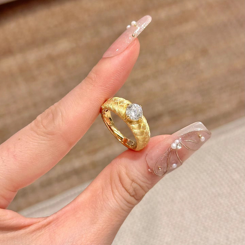 Italian handmade brushed old money style vintage wheat ear medieval ring simple versatile 18k gold plated ring for women Italian handmade brushed old money style vintage wheat ear medieval ring simple versatile 18k gold plated ring for women