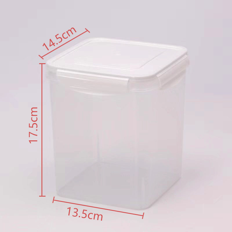 Caja de tiras de gato Cubo de plástico de alimentos cuadrado Caja de almacenamiento de granos diversos Caja sellada de plástico Cubo liofilizado Caja de almacenamiento de alimentos Conservación fresca