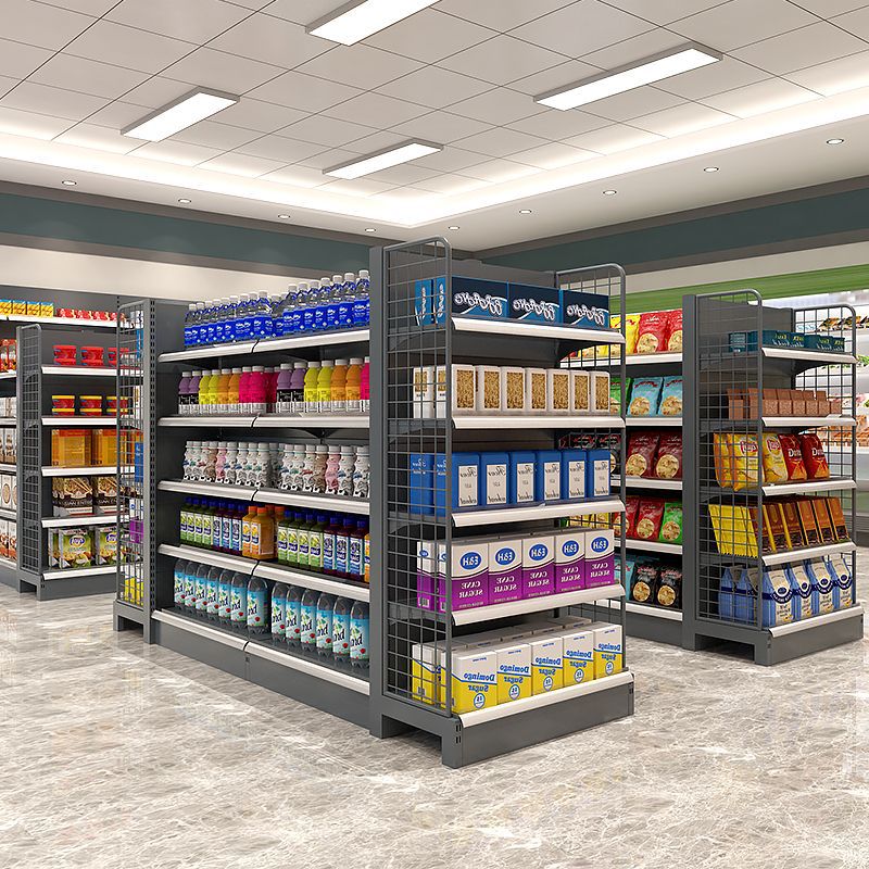 Estantes de supermercado tienda de conveniencia estante de exhibición farmacia papelería tienda de bocadillos estante de doble cara multicapa unilateral