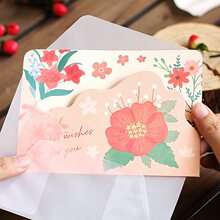 日式折叠场景式贺卡母亲节祝福礼物卡片花的秘语信封套装生日祝福
