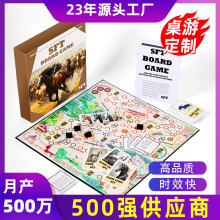 外贸大富翁桌游卡牌定做跨境英文骰子棋子币配件桌游套装定制厂家