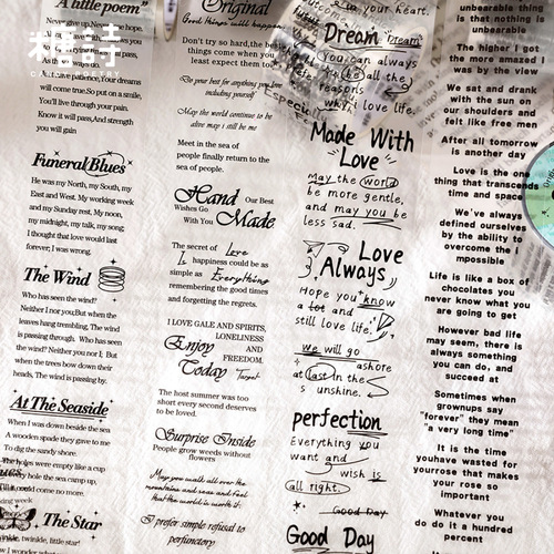 Sugar Poetry PET Tape Time Manuscript Series Retro English Handbook DIY Material Base Cycle Stickers 6 Types