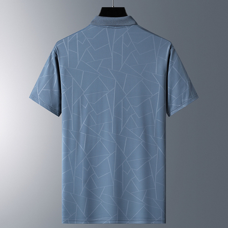 Más el tamaño de la camisa polo de seda de hielo de verano de los hombres de seda de hielo camiseta de los hombres de la moda de negocios de los hombres de la solapa de manga corta papá desgaste al por mayor