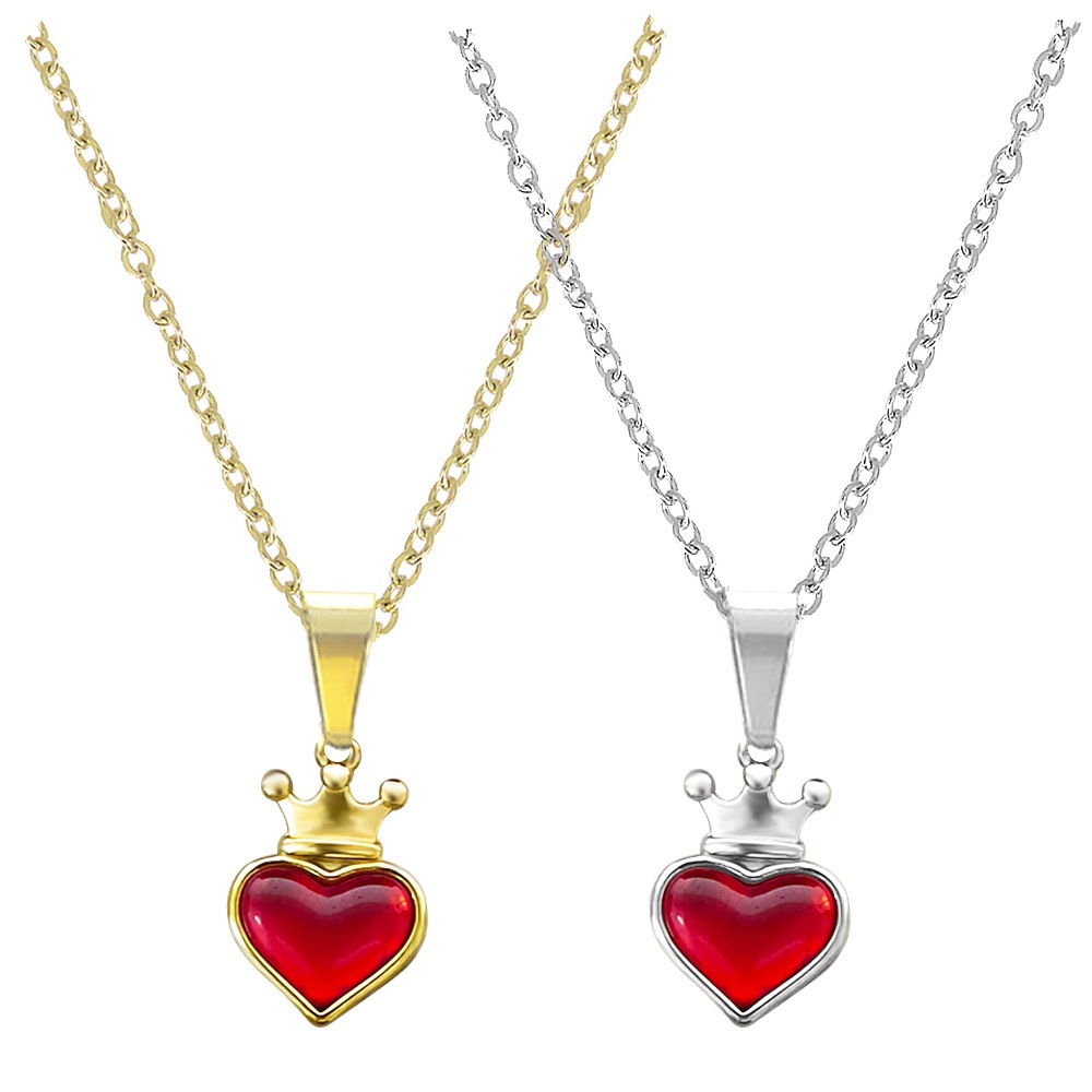 Simple Style Heart Shape Crown Stainless Steel Titanium Steel Plating Pendant Necklace display picture 1