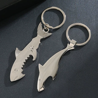 跨境专供厂家批发锌合金礼品钥匙扣个性金属开瓶器挂件鲨鱼钥匙扣