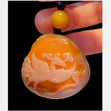 寿山老挝石银裹金乌鸦皮田黄石59克丹凤朝阳挂件项链收藏送礼配盒