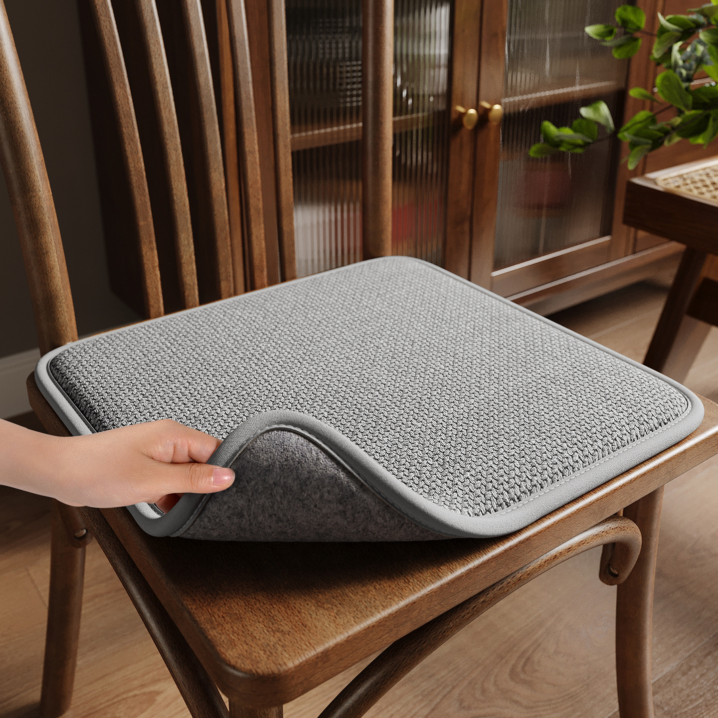 Cojín de silla de comedor grueso cojín anti-deslizante transpirable anti-dolor de trasero asiento de madera roja cojín de silla de comedor universal cuatro estaciones image 7