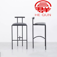 高端酒吧台椅前收银台靠背家用岛台铁G艺现代实木网红意式极简高