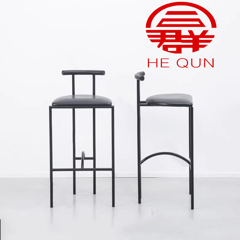 高端酒吧台椅前收银台靠背家用岛台铁G艺现代实木网红意式极简高