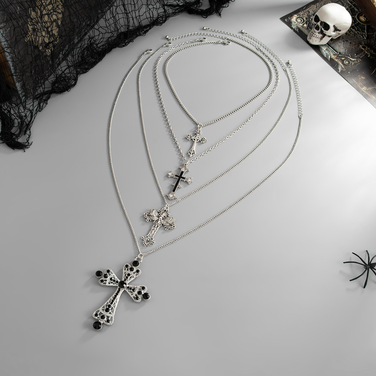 54g Weight Iron Pendant Material Layered Necklaces Classification Iron Chain Material 1 Piece Quantity Weekend Occasion Iron, Zinc alloy Material Cross Pattern Women's Gender Simple Style, Classic Style Style Dark Punk Cross Pendant Necklace Set For Women Exaggerated Stacking Cool Sweet Clavicle Chain Jewelry Geometric Pattern Alloy Zinc 5