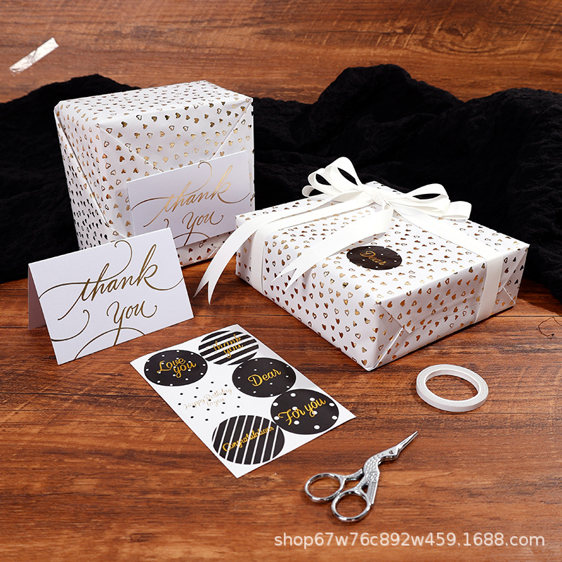 Amazon Hot Sale Gift Wrap Paper Big Size White Printed Gift Paper Embalaje de regalo de cumpleaños de San Valentín