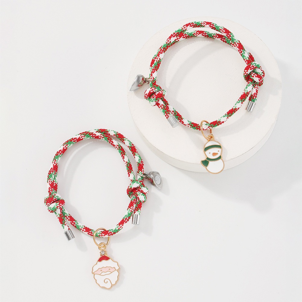 Christmas Bracelet Adjustable Oil Drop Snowman Christmas Tree Bracelet Simple Magnet Color Bracelet display picture 7