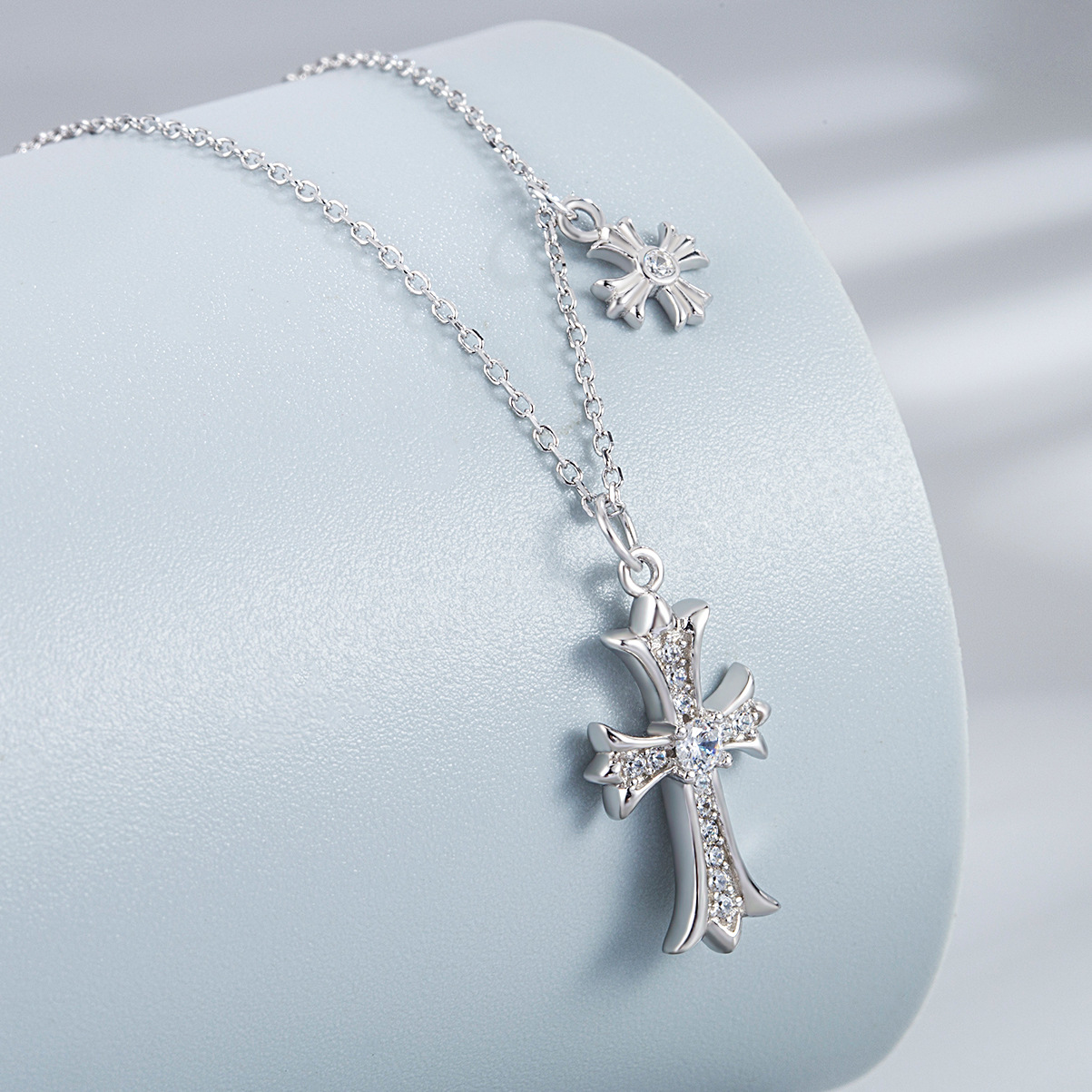 2g Weight 925 Sterling Silver Pendant Material Zircon Inlay Material Pendant Necklace Classification 925 Sterling Silver Zircon Cable Chain Inlay Geometric Pendant Necklace