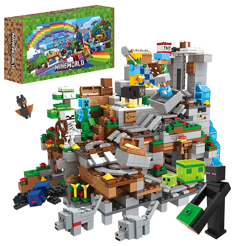 Compatible with Lego Minecraft Building Blocks for Boys and Children Educational Toys Gifts Cross-Border Special Airplane Box