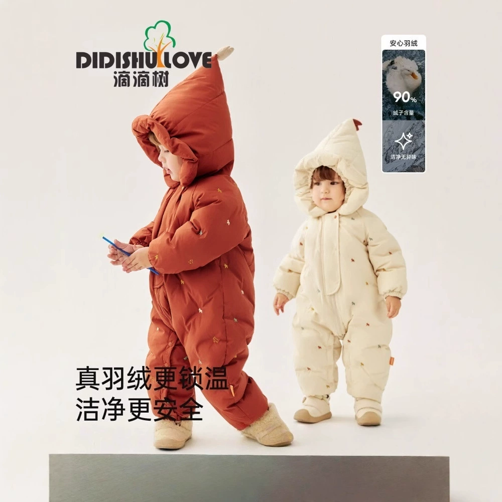 Зимний комбинезон-ромпер для малышей из 90% пуха, ветрозащитный, новый стиль, для мальчиков и девочек, для прогулок на улице