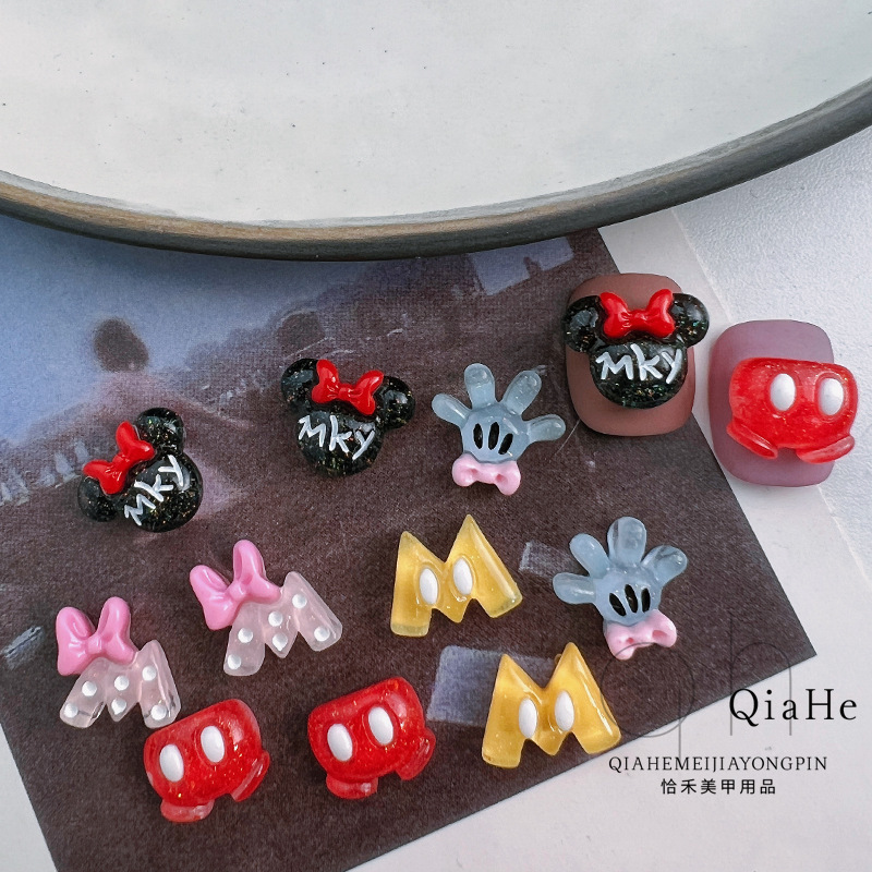 Nail art jewelry ice through cartoon horse Mickey Mouse cute Minnie bow letter resin cream nail decoration stickers Nail art jewelry ice through cartoon horse Mickey Mouse cute Minnie bow letter resin cream nail decoration stickers