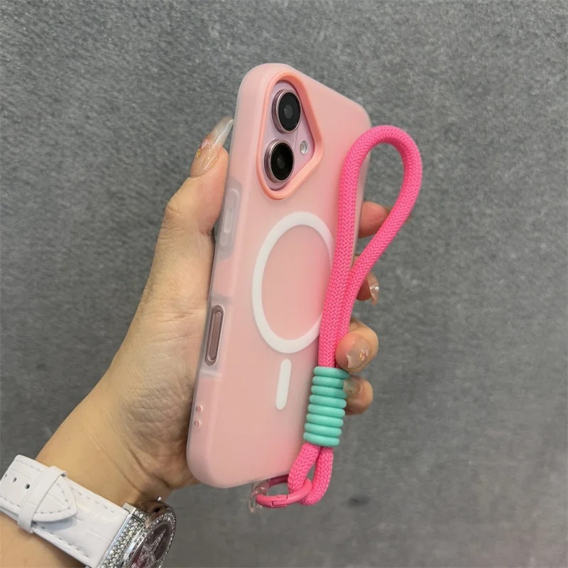 适用苹果16磁吸手机壳带挂绳手腕带iPhone15ProMax新款13全包14套|undefined