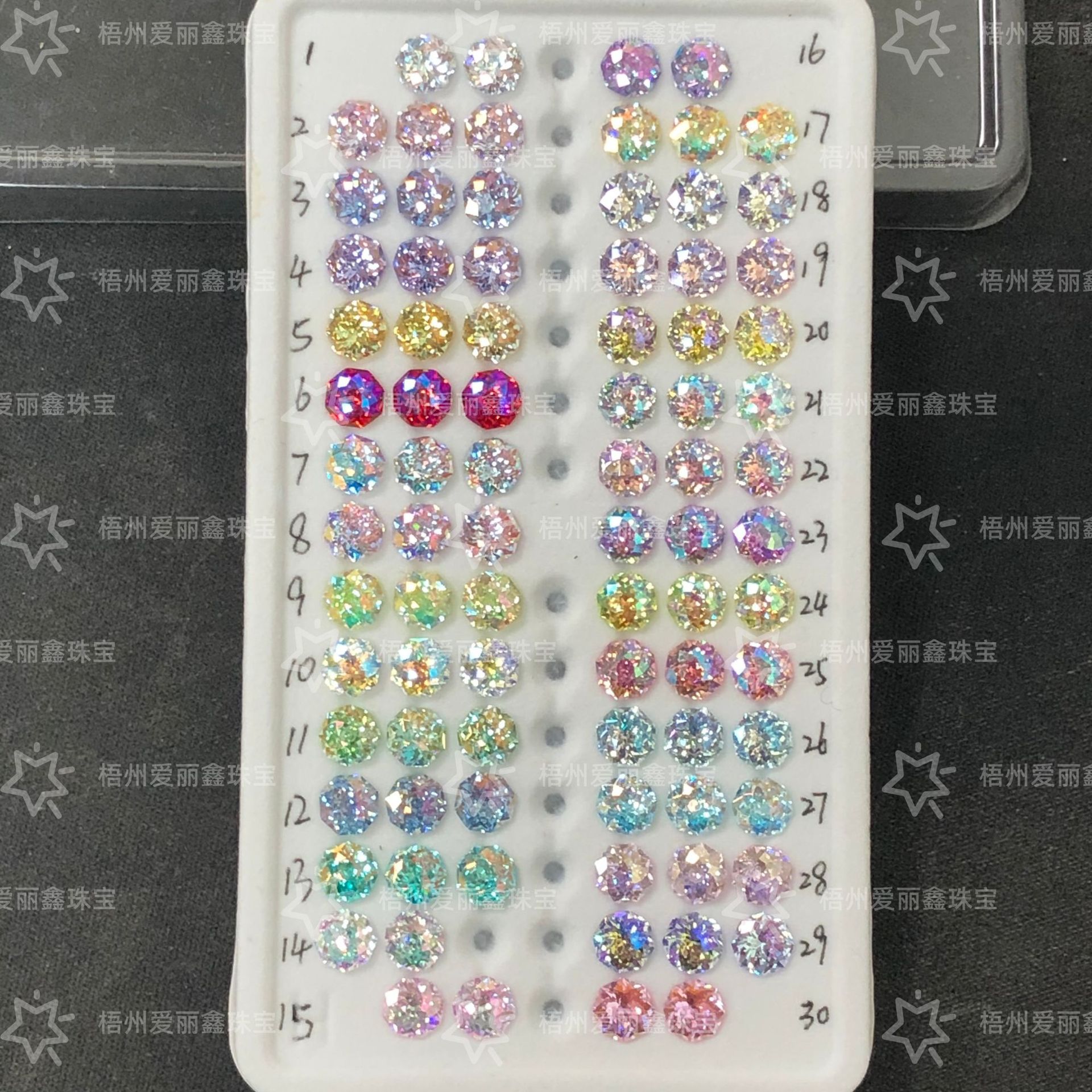 6mm Octagonal Hand-Held Flower-Shaped Zircon with Plating, Versatile Main Stone for Jewelry (Loose Stone)