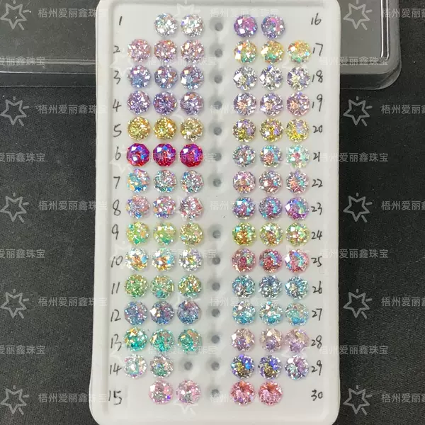 6mm Octagonal Hand-Held Flower-Shaped Zircon with Plating, Versatile Main Stone for Jewelry (Loose Stone)