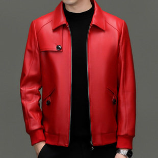 Guifu Bg-H23002 Spring and Autumn Haining Men's Sheepskin Genuine Leather Jacket Men's Lapel Slim Casual Jacket