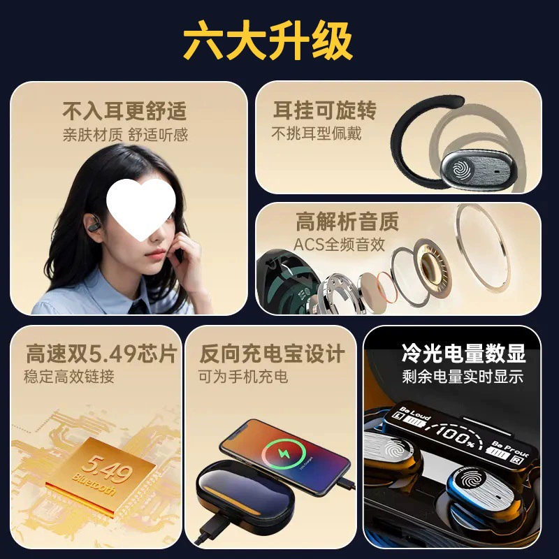 Gibera беспроводная Bluetooth гарнитура открытая 2024 новая модель не вставляется в ухо - висячие уши - длинная клининг спортивный шумоподавление