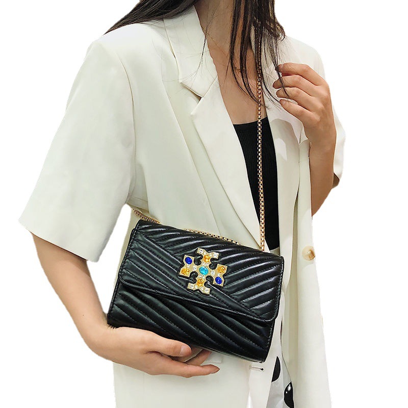 Neue 2023 Damen High Beauty Chain Checker Bag mit Diamanteinbettung Mini Sheep Pattern One Shoulder_voghion.com