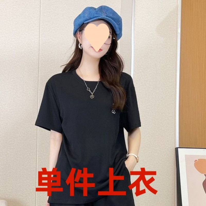 シングル/セットカジュアルスポーツスーツ女性のための 2025 新しい韓国スタイル夏ルーズ大きいサイズ痩身半袖ショーツ 2 点セット|undefined