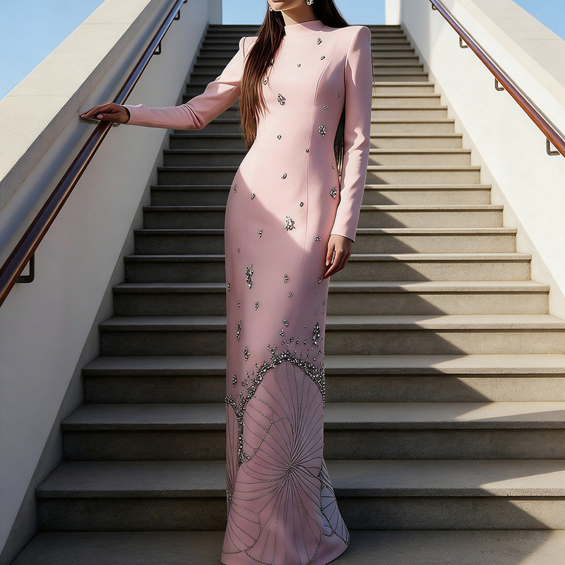Elegant and Grand Banquet Gown 2026 Designer Celebrity Formal Long Dress with Heavy Beading and Rhinestone Embellishments Elegant and Grand Banquet Gown 2026 Designer Celebrity Formal Long Dress with Heavy Beading and Rhinestone Embellishments