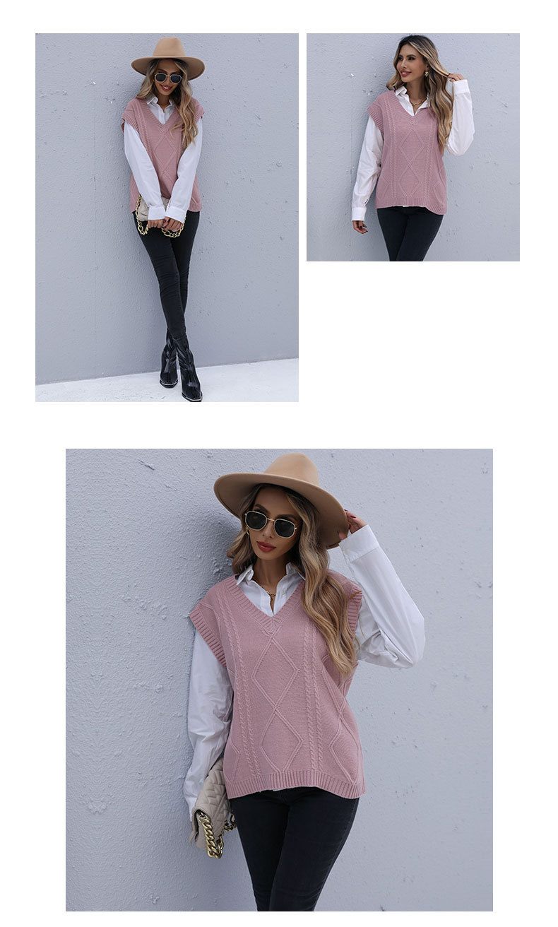Early Autumn Fashion Women's Sleeveless Twist Solid Color Knitted Vest_voghion.com