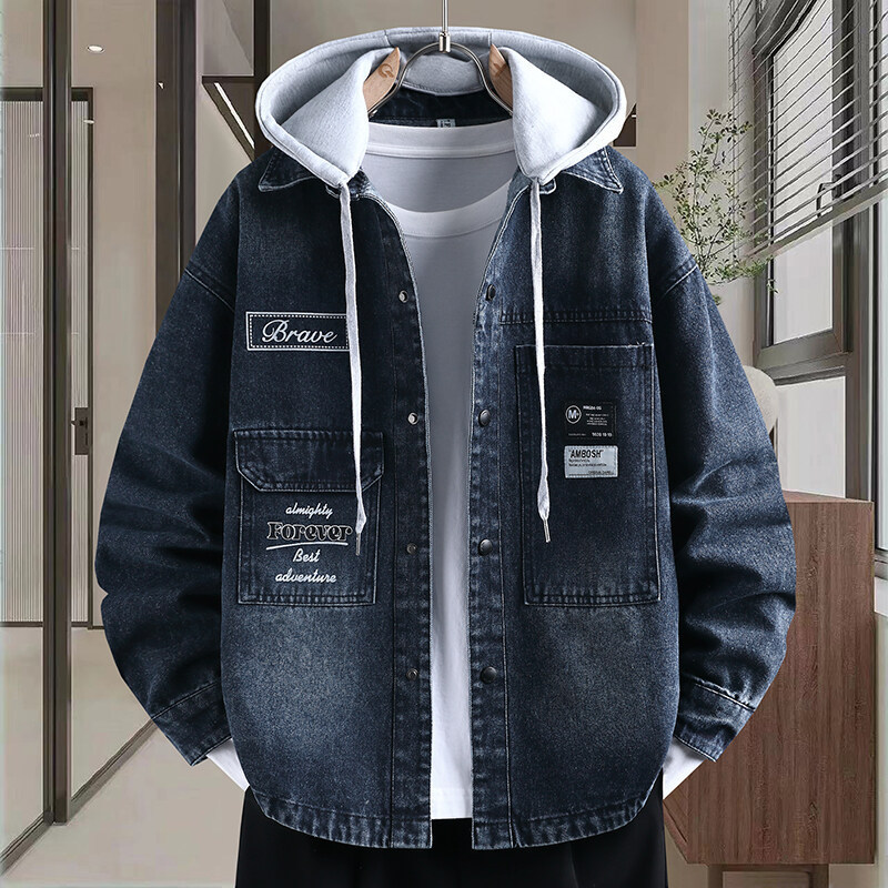 Men's Denim Jacket Spring and Autumn Casual Outerwear Teenager Handsome Senior high school Student Fashionable Autumn All-match Jacket