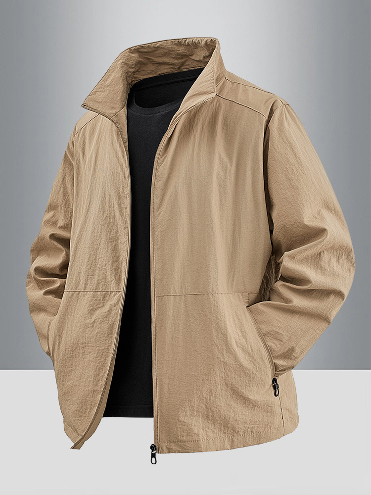 [Suministro directo de fábrica original] 2025 nueva primavera y otoño chaqueta de cuello alto chaqueta delgada para hombre primavera y otoño casual para hombre