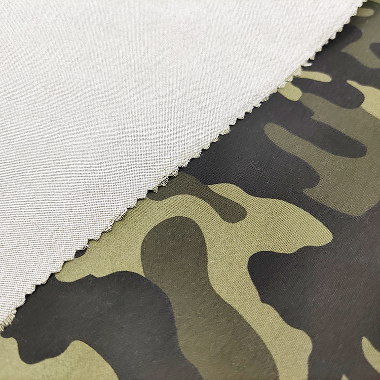 Nuevo al por mayor camuflaje impresión elástica algodón trill poliéster pantalones de camuflaje tela