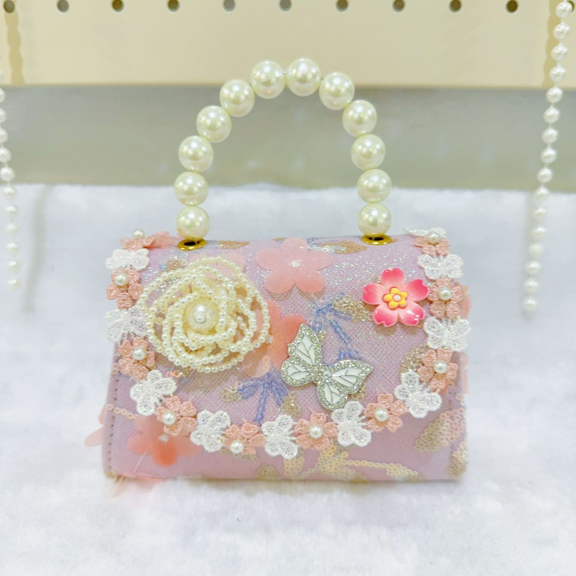Bolsos infantiles, bolsos de cambio de niña, bolsos de mano de perlas, bolsos de almacenamiento, accesorios de perlas.