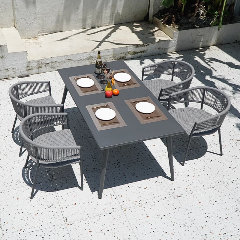 Mesas y sillas al aire libre, tienda de té con leche al aire libre, salón de café, ocio, impermeable, protector solar, jardín, balcón, combinación de ratán