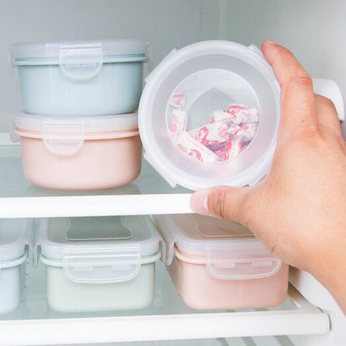 日式圆形迷你冰箱保鲜盒小饭盒厨房便当盒塑料收纳盒长方形密封盒
