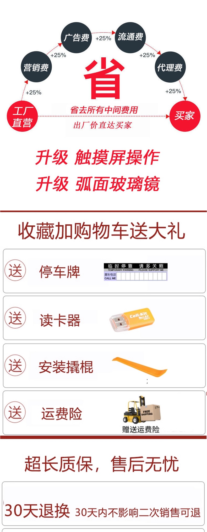 2025 New Rearview Mirror Driving Recorder Car Full-Screen Front and Rear Dual-Camera Ultra-High-Definition Night Vision Reversing Image