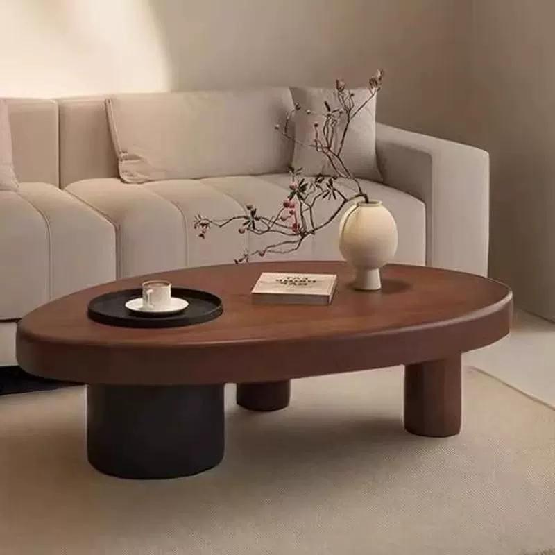 中古风实木客厅2024新款简约轻奢家用收纳现代创意异形小户型茶几