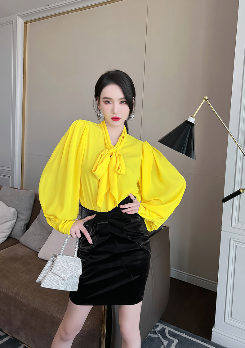 Chân váy bodycon xếp ly nơ cao eo dáng midi thời trang nữ — Màu đen chi tiết 4